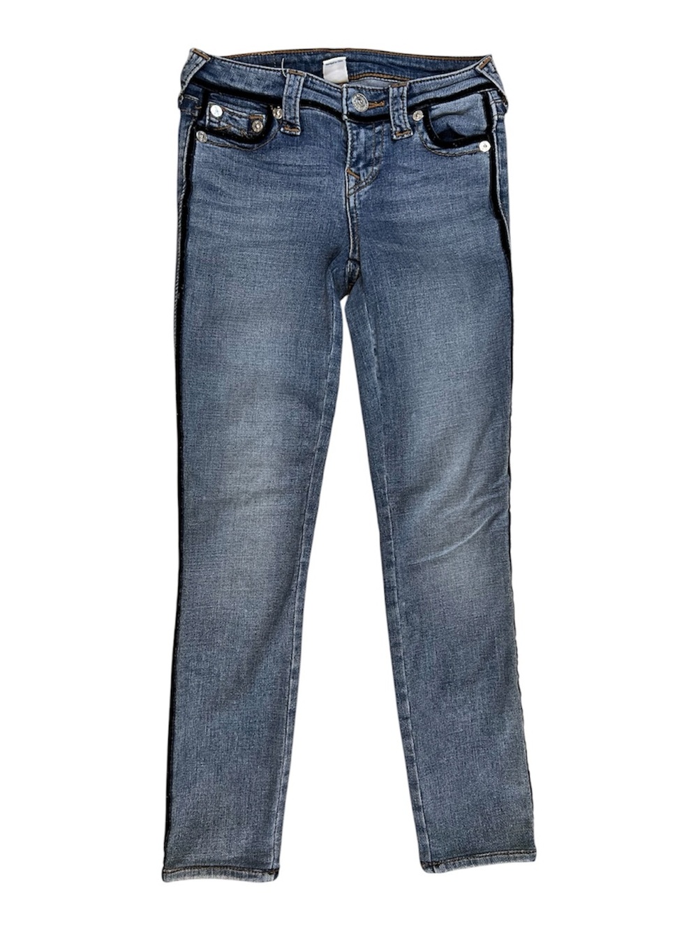 True Religion Women's Jeans Size 25 Blue Denim Slim Fit Stretch Y2K Boho Chic